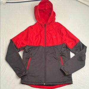 Hind red and gray colorblock full zip hoodie cycling jacket